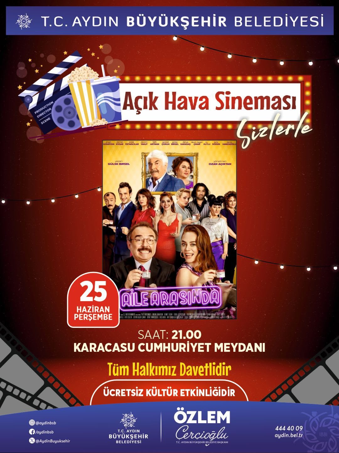 BAŞKAN ÇERÇİOĞLU KENTİN DÖRT BİR YANINDA VATANDAŞLARI AÇIK HAVA SİNEMASI ETKİNLİKLERİ İLE BULUŞTURACAK