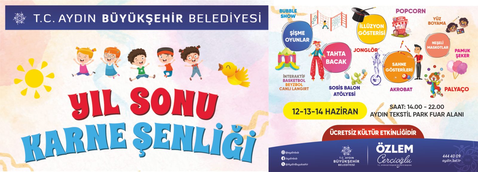 BAŞKAN ÇERÇİOĞLU’NDAN ÖĞRENCİLERE TATİL HEDİYESİ:YIL SONU KARNE ŞENLİĞİ BAŞLIYOR