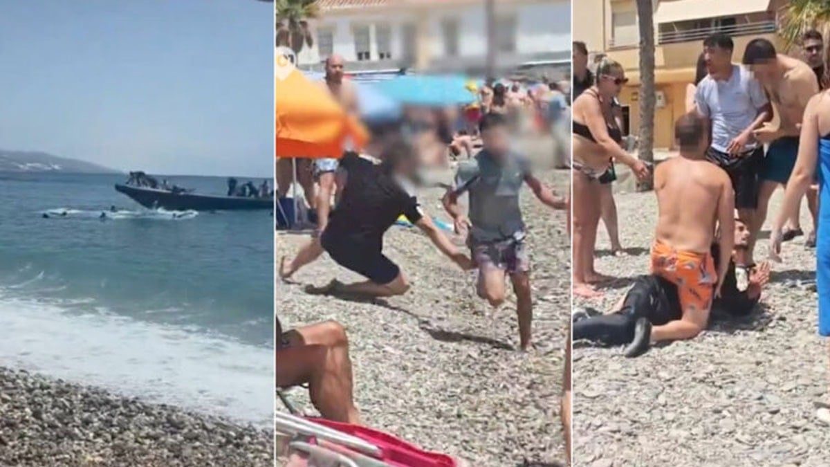 Botlardan atlayan göçmenleri plajda tatilciler kovaladı