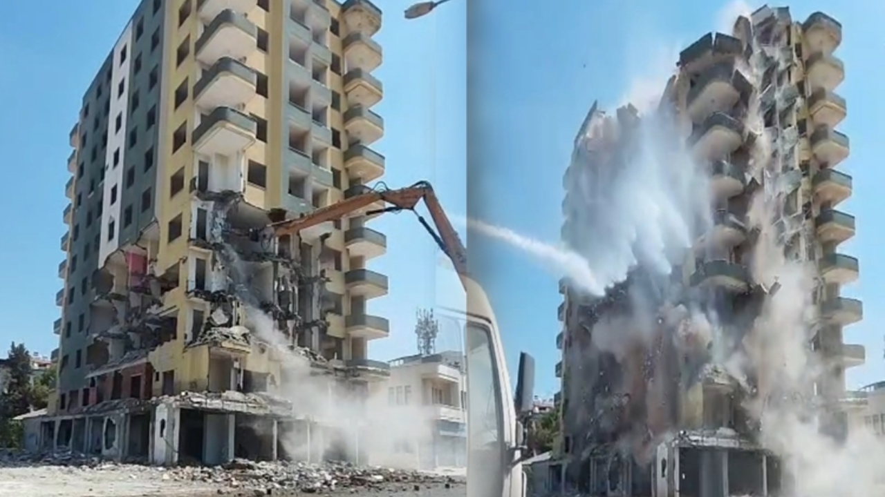 Osmaniye'de bina çöktü, operatör son anda kurtuldu